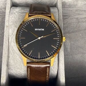 MVMT Gold Case with Brown Leather Strap Watch